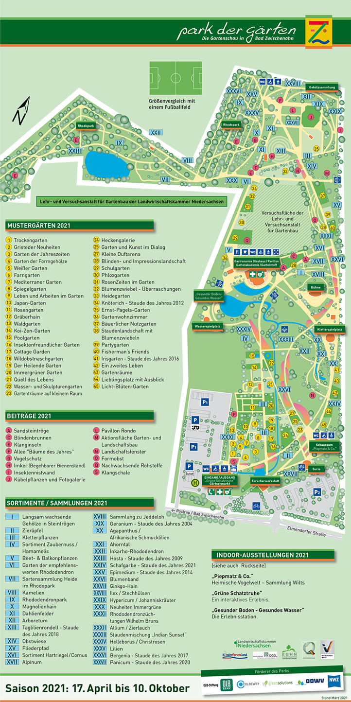 Geländeplan Park der Gaerten